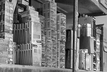 A Shelf Stocked with Food Storage